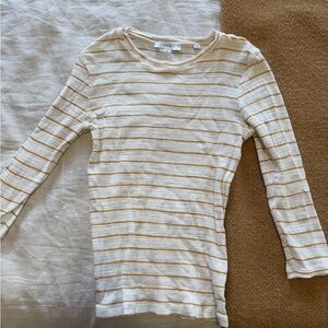 Vince Striped Ribbed 3/4 Sleeve Top